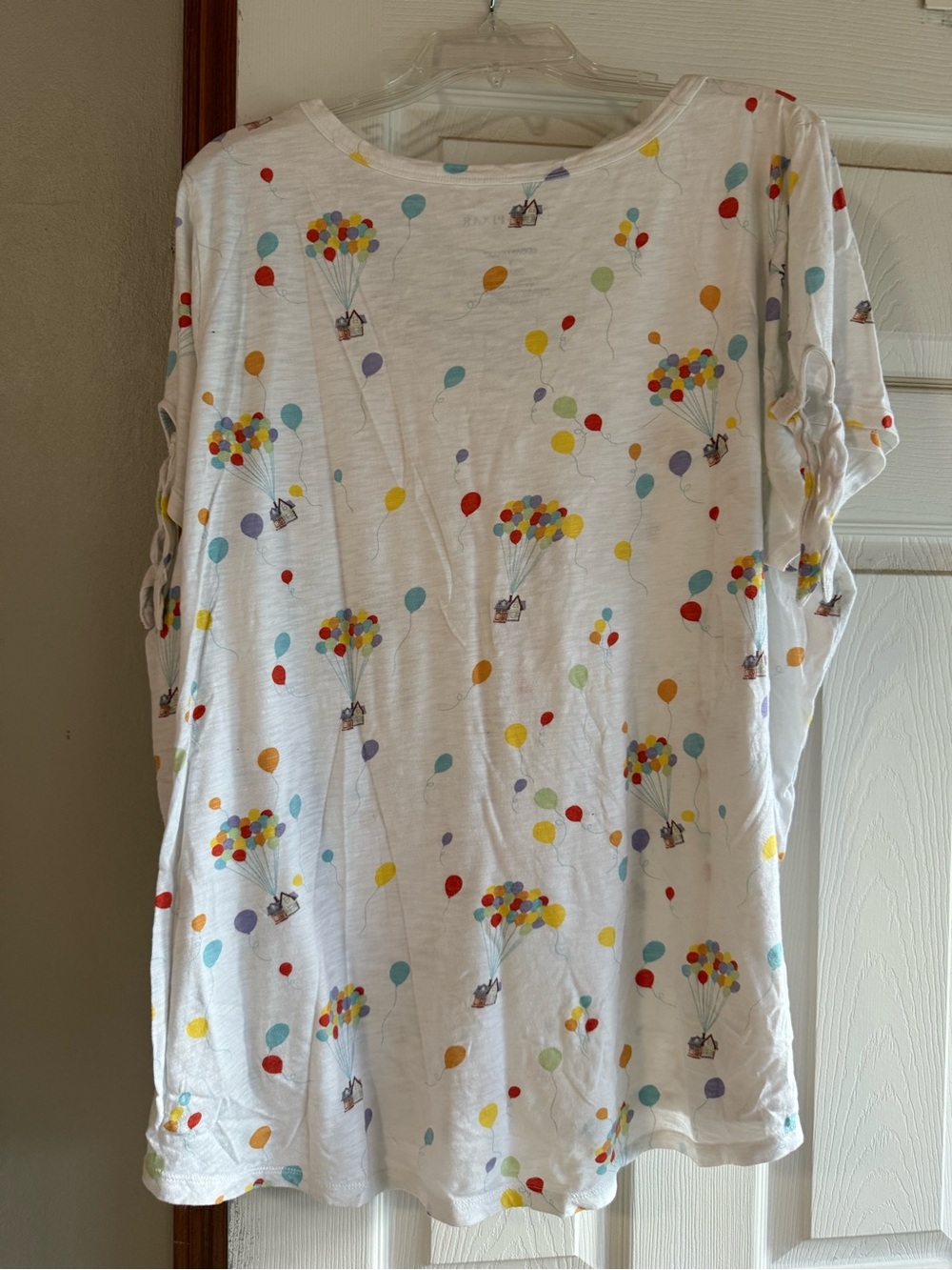 Womans White UP Print Short Sleeve Top